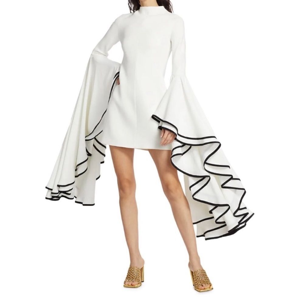 Proenza Schouler crepe ruffle sleeve dress size 2 - Picture 2 of 16